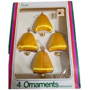Vintage Grants Christmas Ornaments Gold Unbreakable Holiday Decor